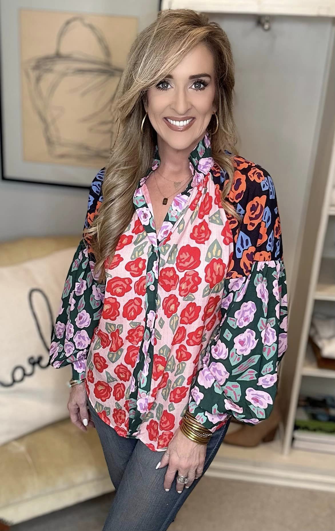 Mixed Print Blouse