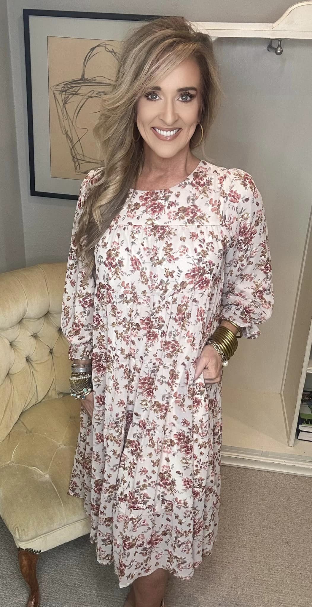 Next to You Balloon Sleeve Floral Dress