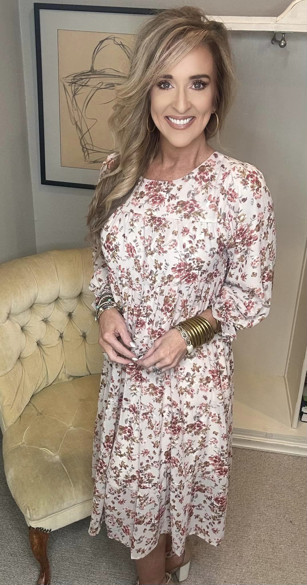 Next to You Balloon Sleeve Floral Dress