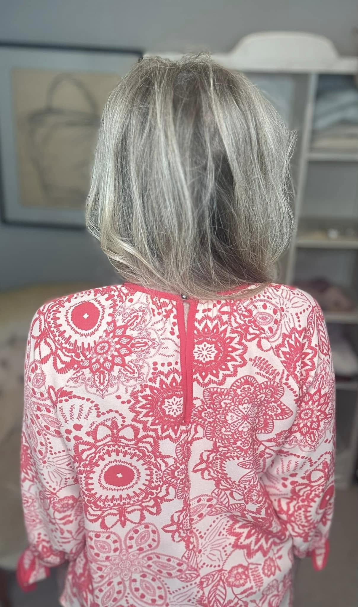 Ribbon Bow Detail Floral Round Neck Blouse