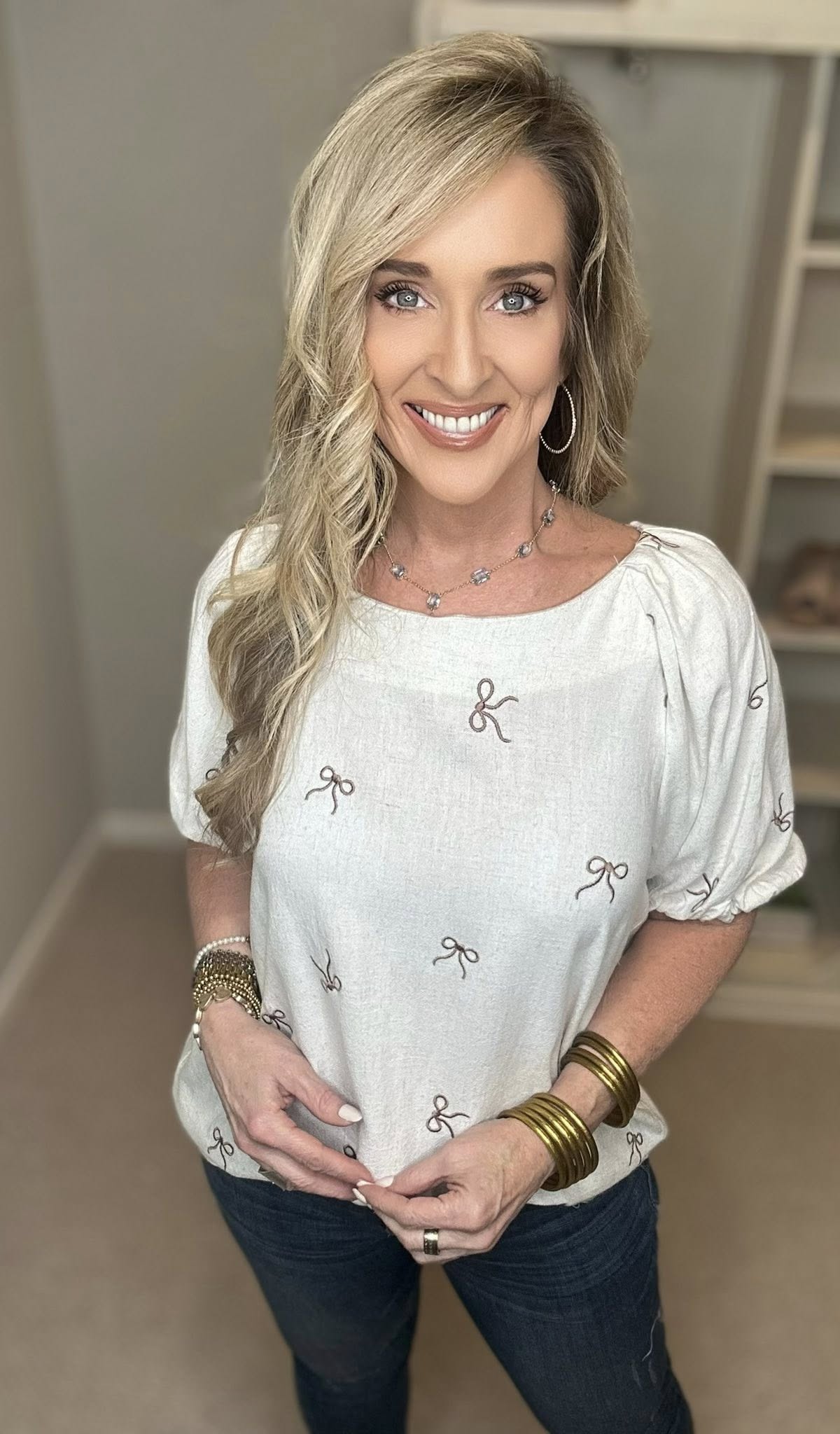 Umgee Full Size Linen Blend Ribbon Embroidered Top
