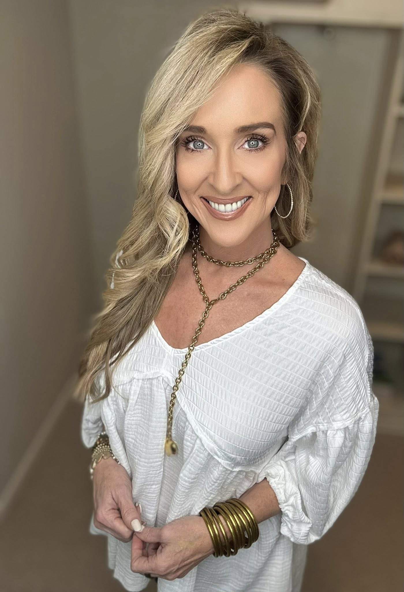 High-Low Frayed Hem V-Neck Blouse