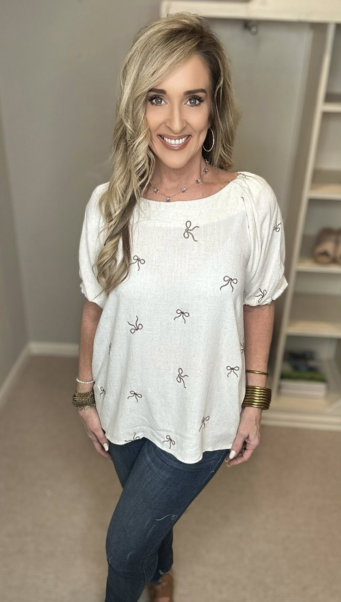 Umgee Full Size Linen Blend Ribbon Embroidered Top