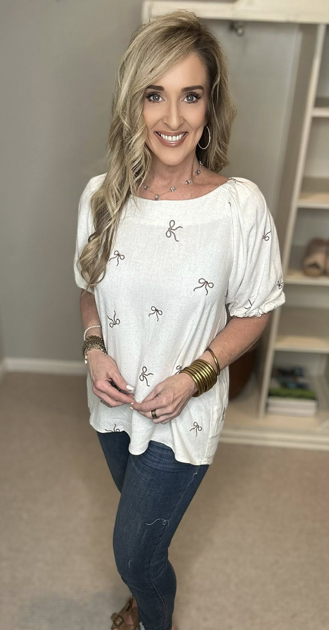 Umgee Full Size Linen Blend Ribbon Embroidered Top