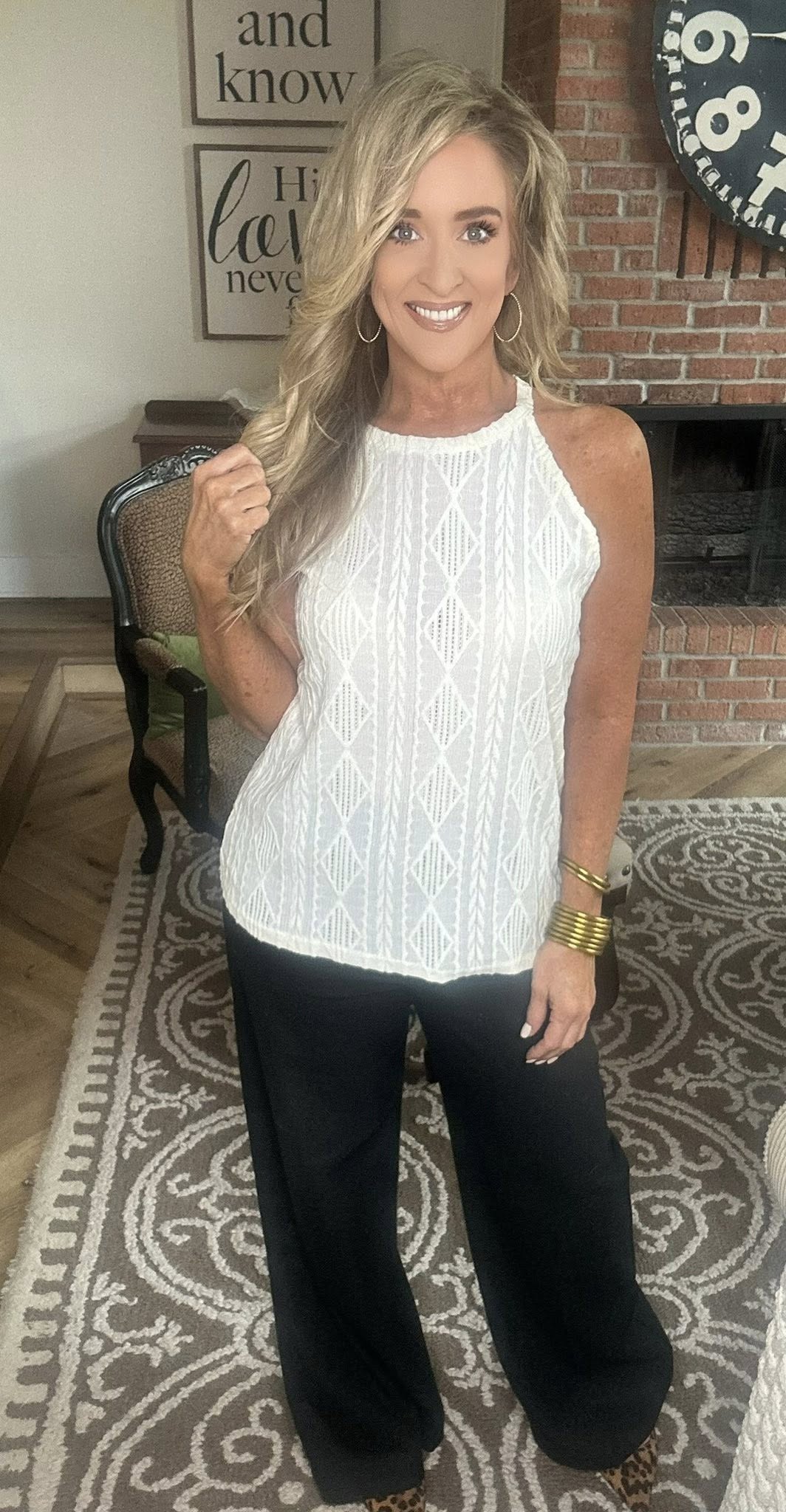 Openwork Grecian Neck Tank