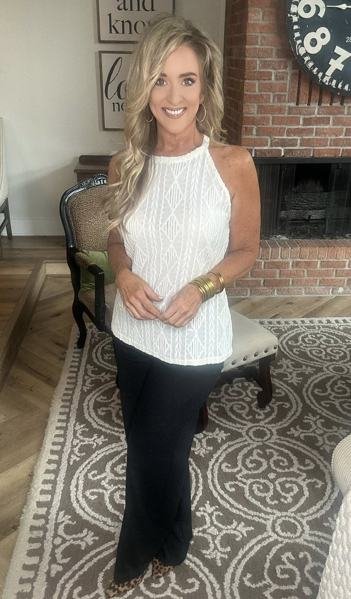 Openwork Grecian Neck Tank