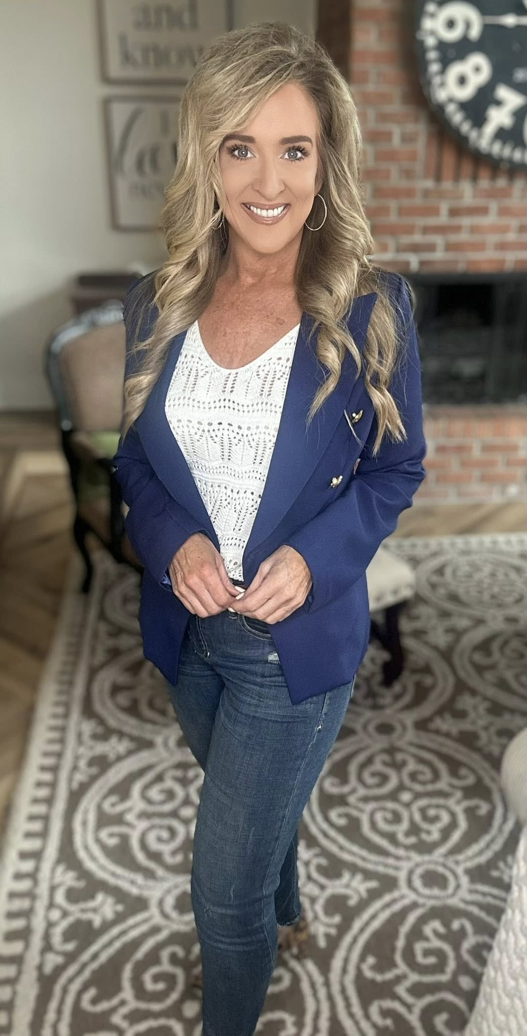 Lapel Collar Long Sleeve Blazer