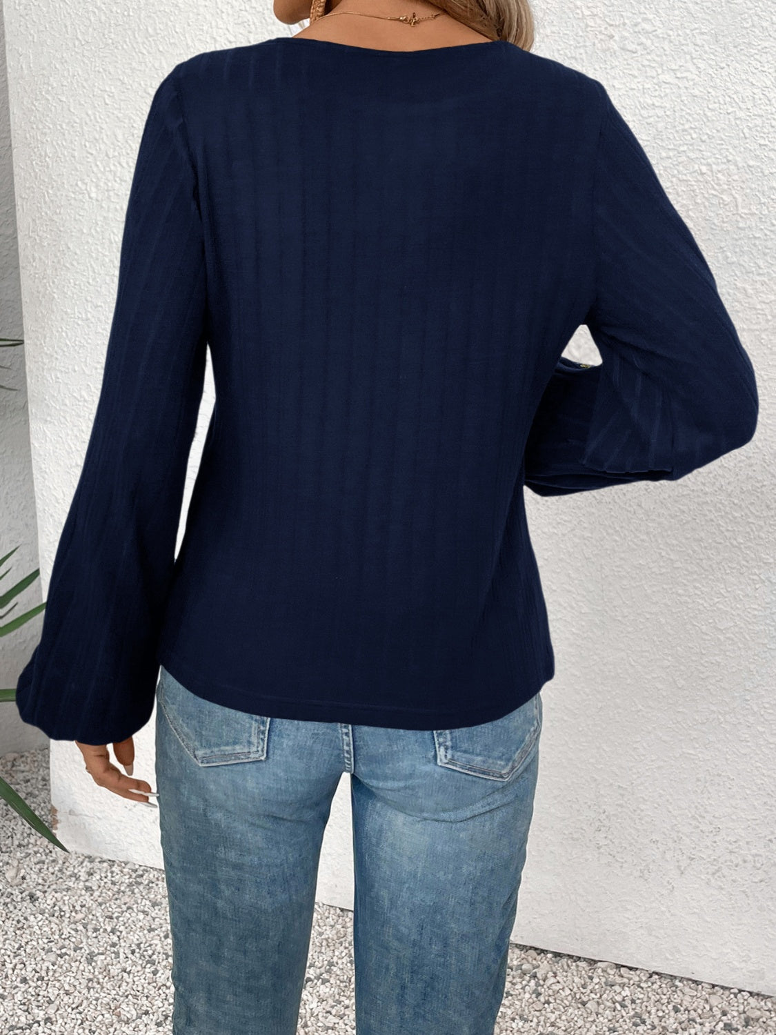 Crochet Ribbed Knit Pullover