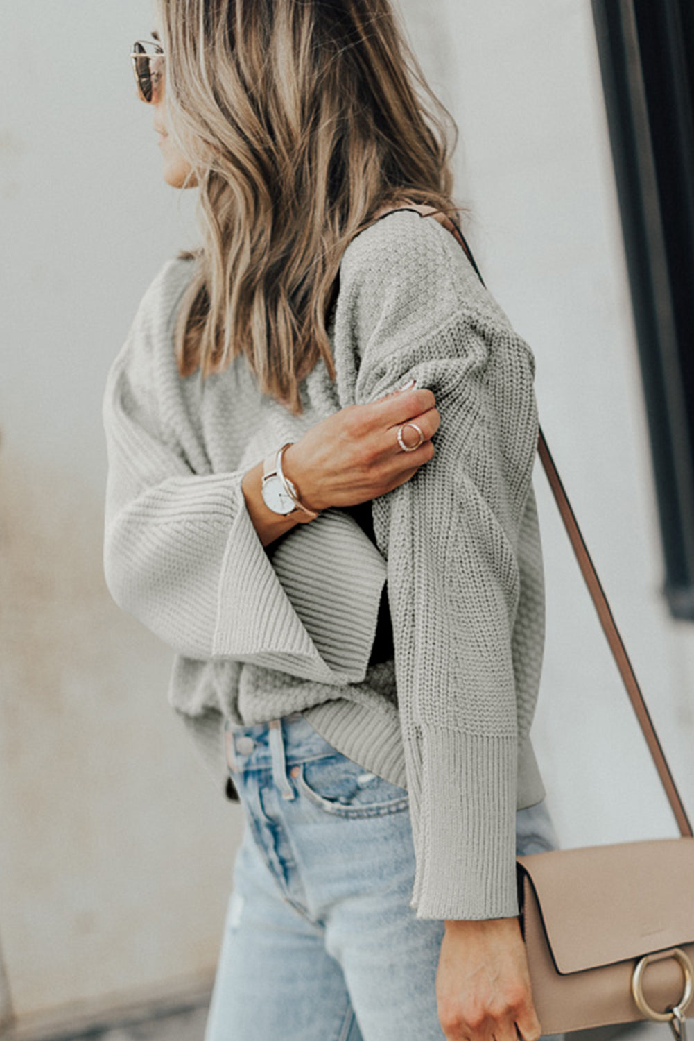 Textured Long Sleeve Sweater