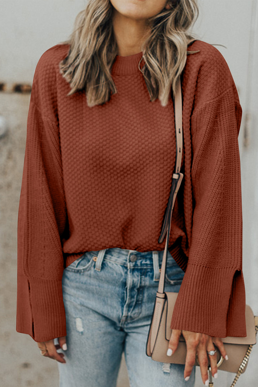 Textured Long Sleeve Sweater