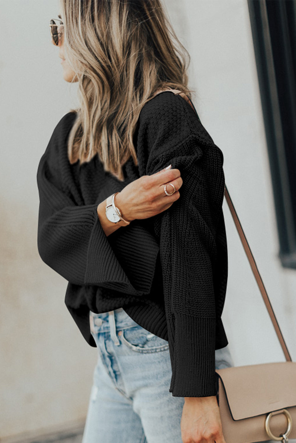 Textured Long Sleeve Sweater