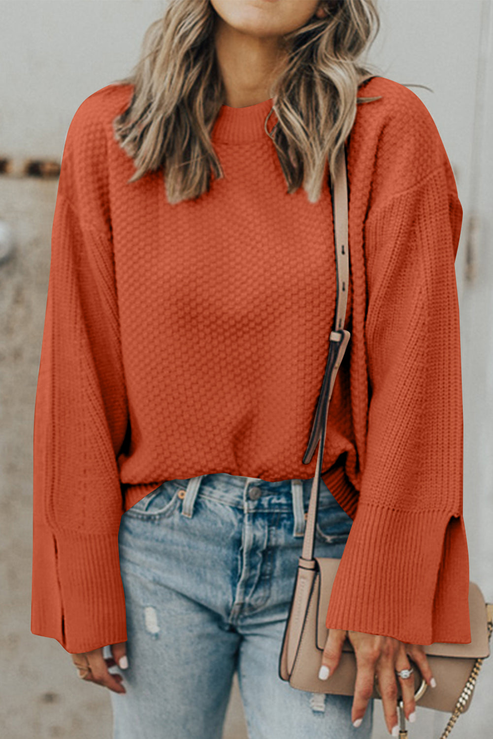 Textured Long Sleeve Sweater