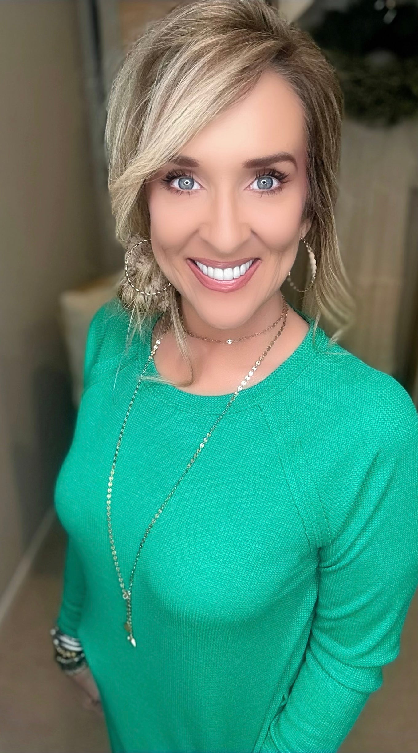 Baby Waffle Long Sleeve Top in Kelly Green