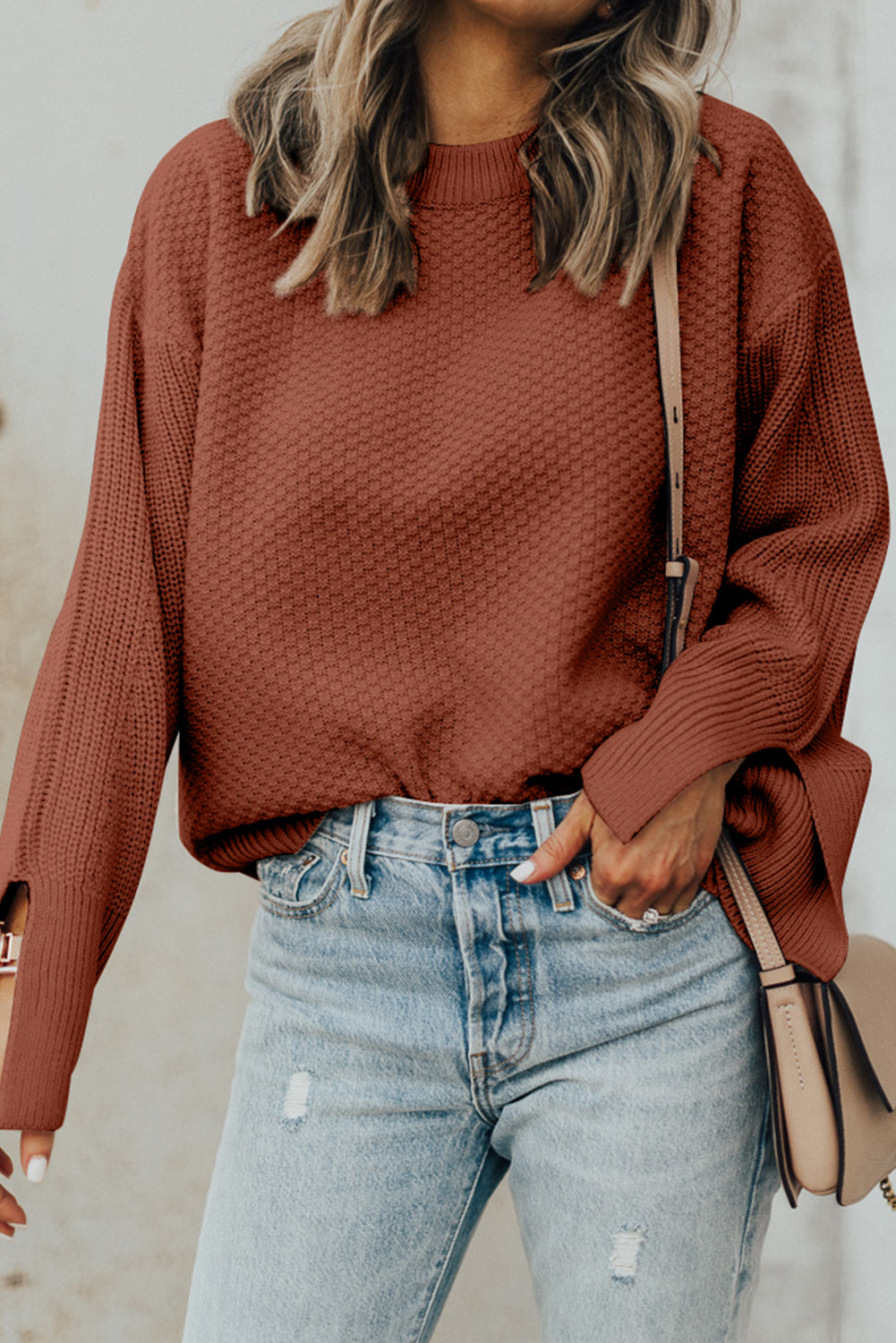 Textured Long Sleeve Sweater