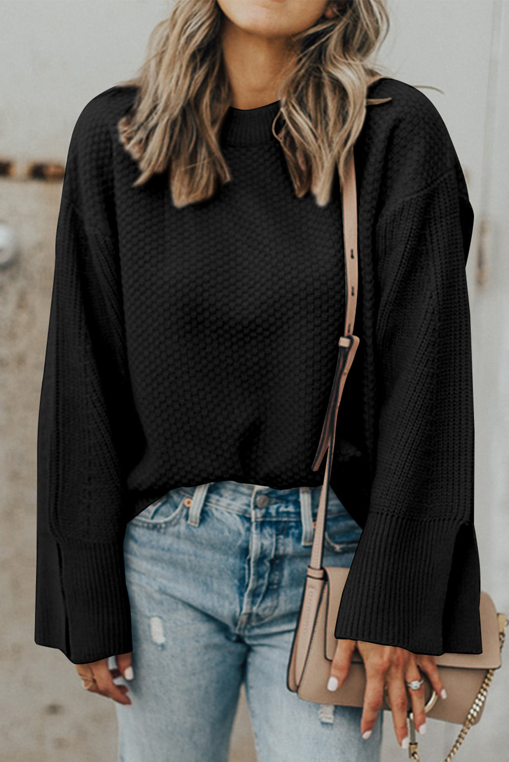 Textured Long Sleeve Sweater