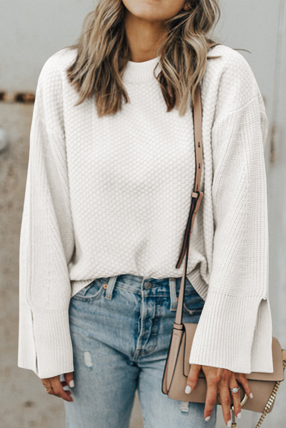 Textured Long Sleeve Sweater