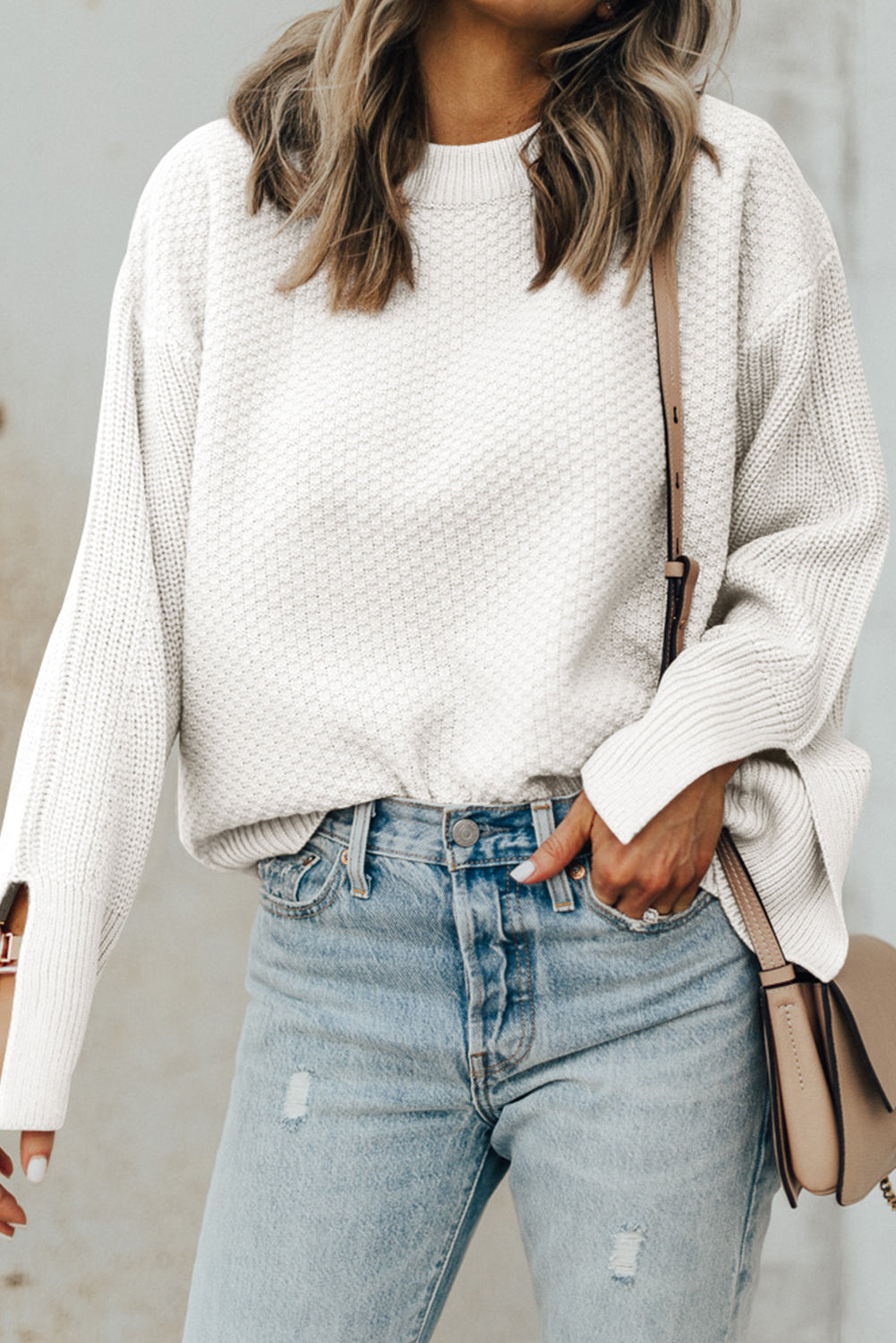 Textured Long Sleeve Sweater