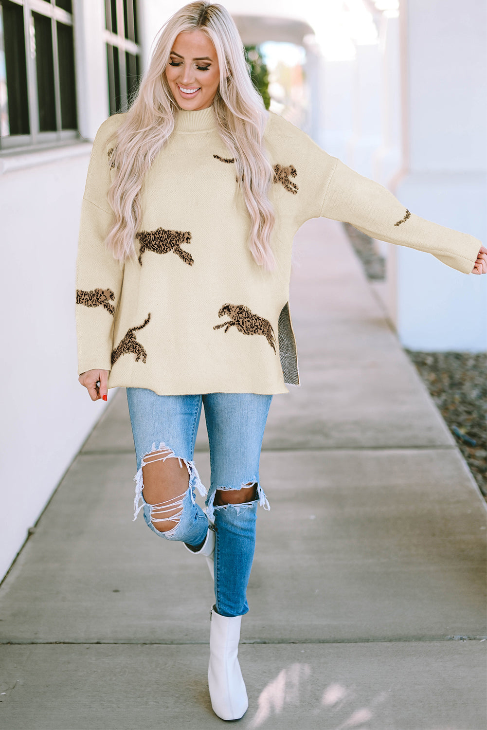 Harper Print High Hem Sweater