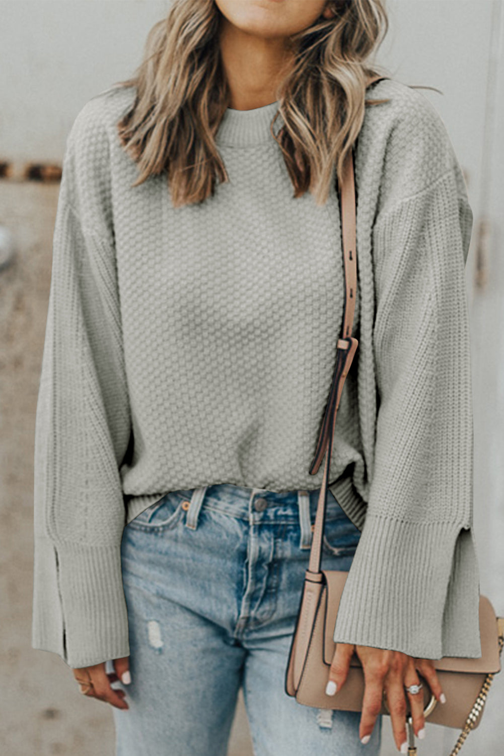 Textured Long Sleeve Sweater