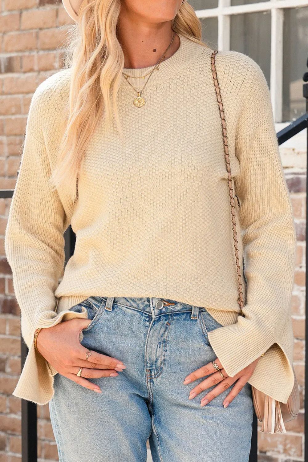 Textured Long Sleeve Sweater