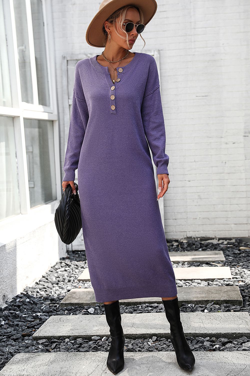 Button Front Midi Dress